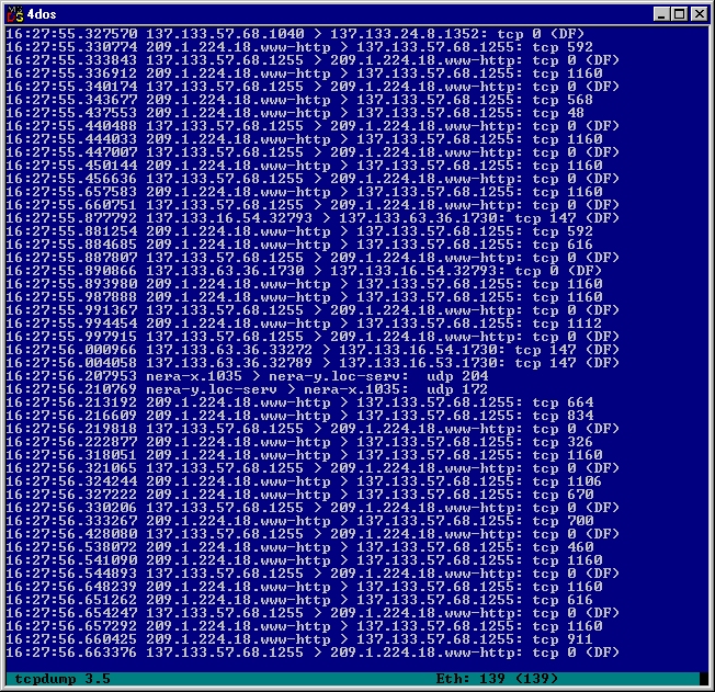 [tcpdump screen]